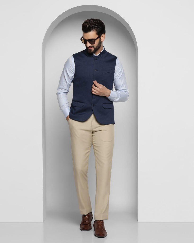 Bandhgala Formal Navy Textured Waistcoat - Dante