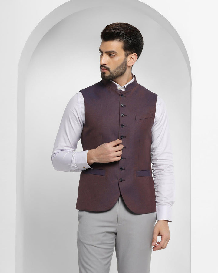 Bandhgala Formal Wine Textured Waistcoat - Ryker