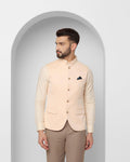 Textured Formal Bandhgala Waistcoat In Yellow (Reef) - Blackberrys