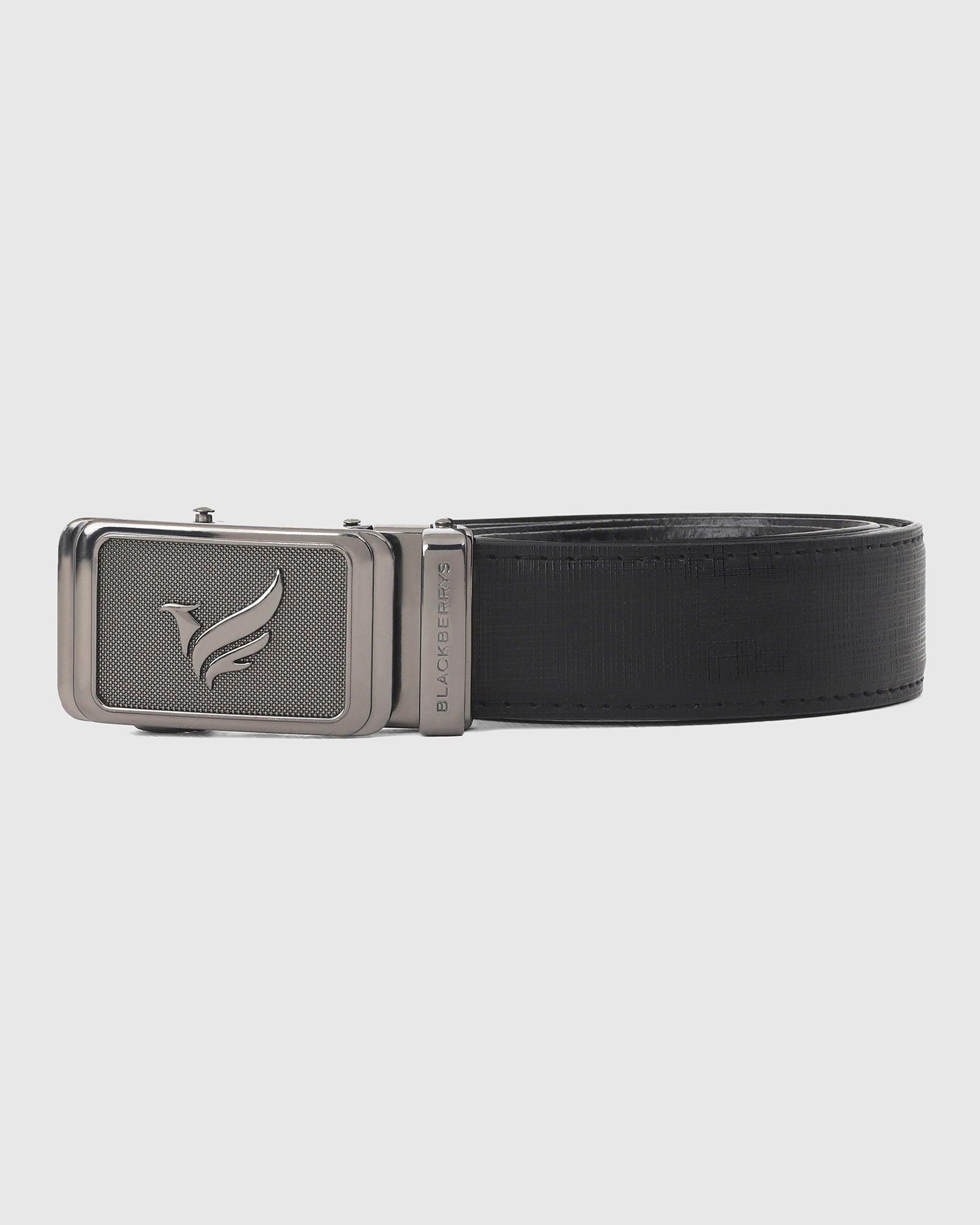 Leather Black Textured Belt - Quadren