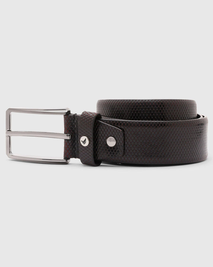 Leather Black Textured Belt - Quadro