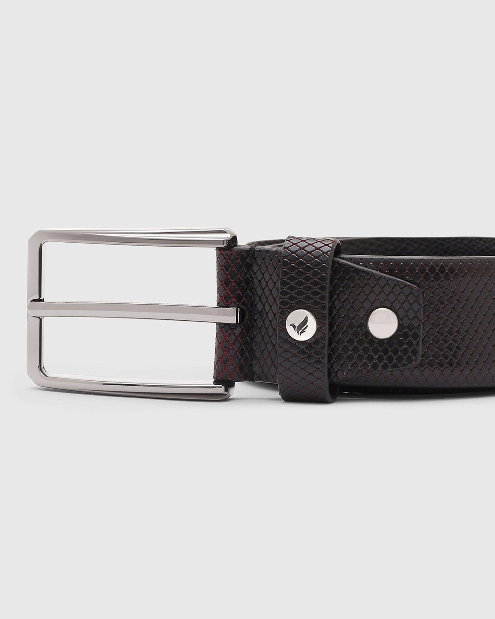 Leather Black Textured Belt - Quadro