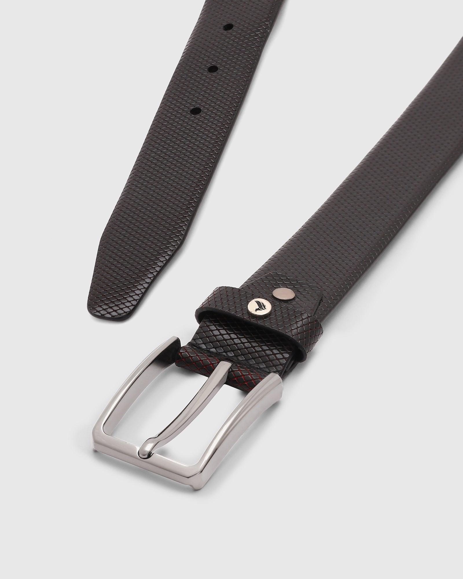 Leather Black Textured Belt - Quadro