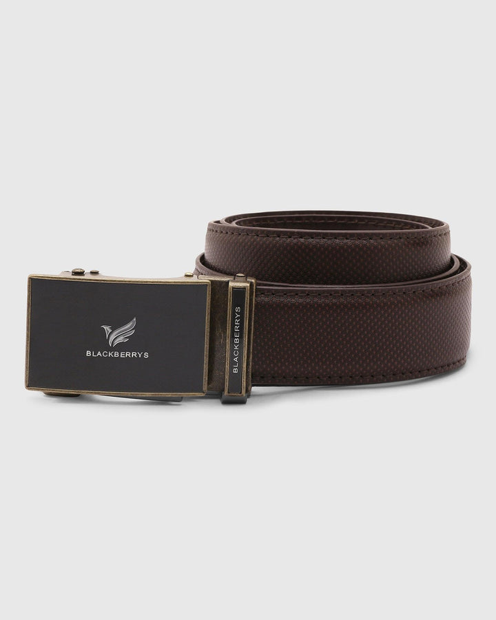 Leather Brown Textured Belt - Quack