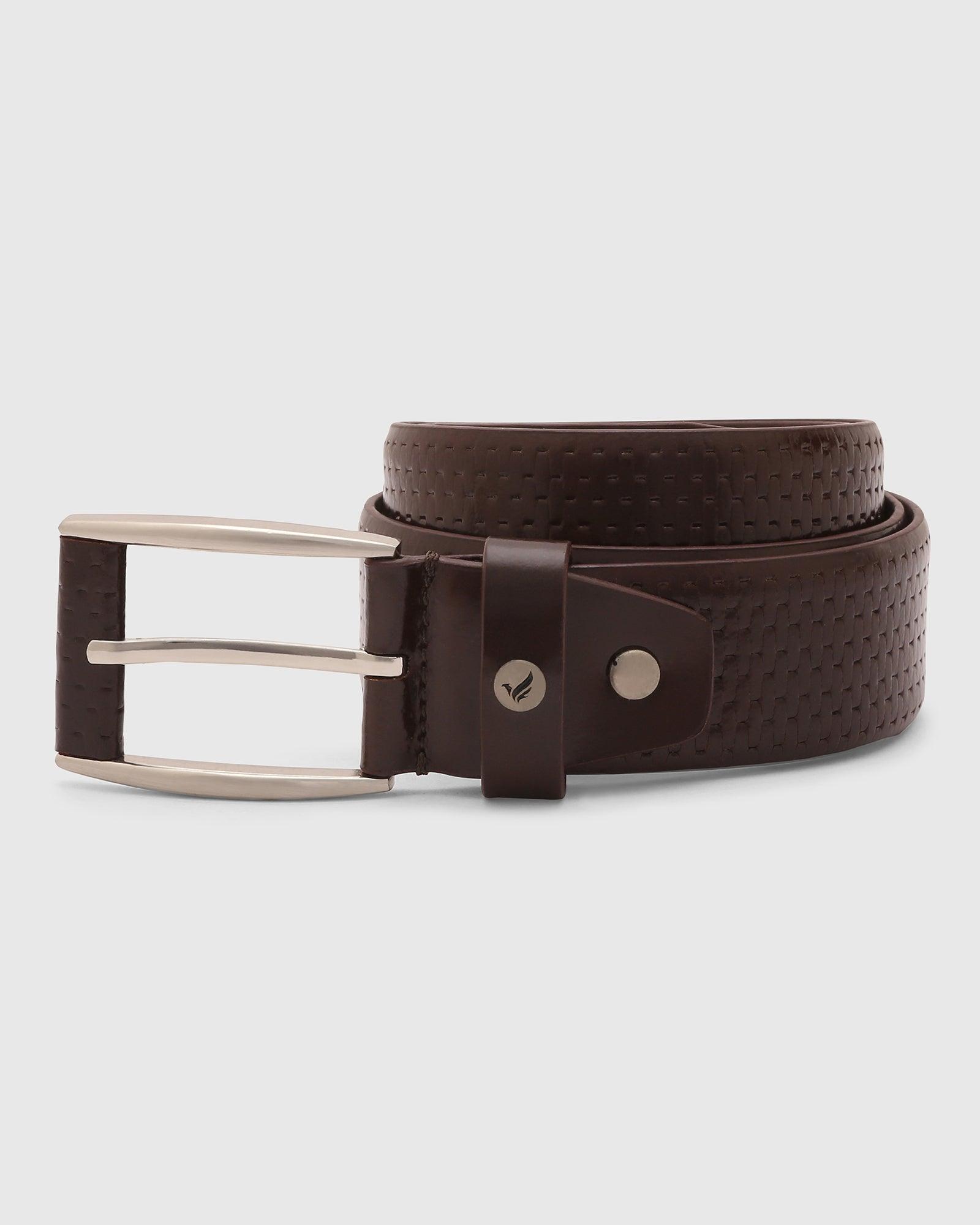 Leather Brown Textured Belt - Quadro
