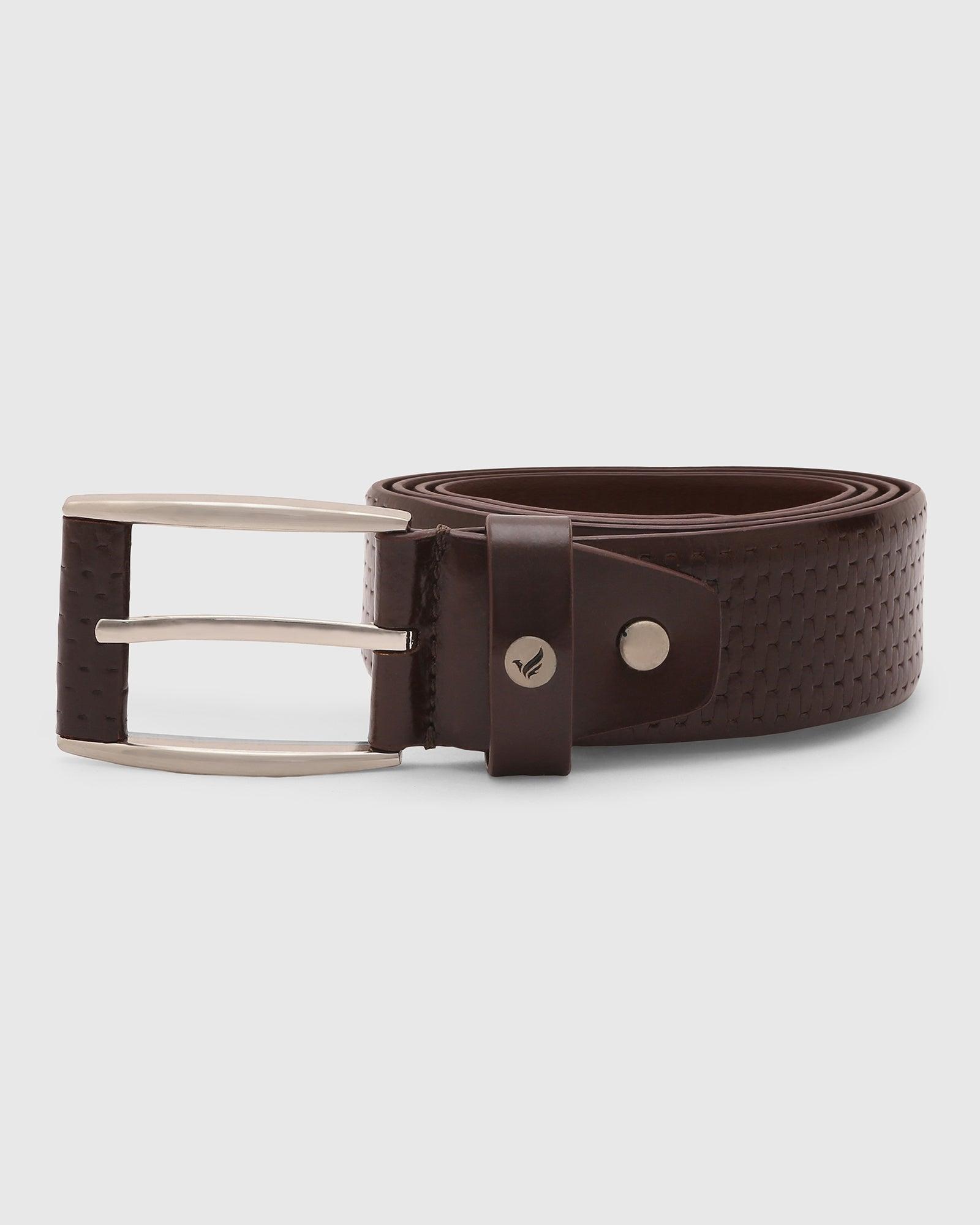 Leather Brown Textured Belt - Quadro
