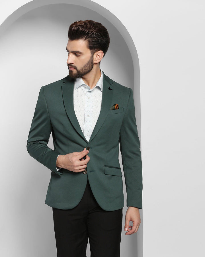 Formal Bottle Green Textured Blazer - Felix