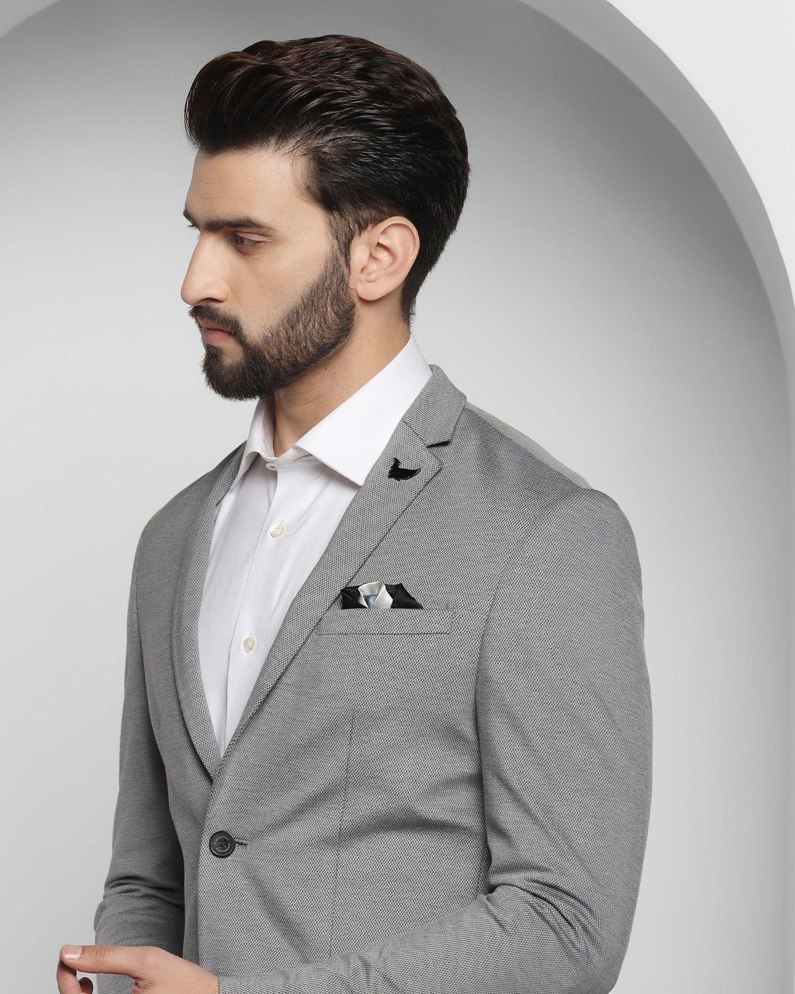 Formal Grey Textured Blazer - Magnus