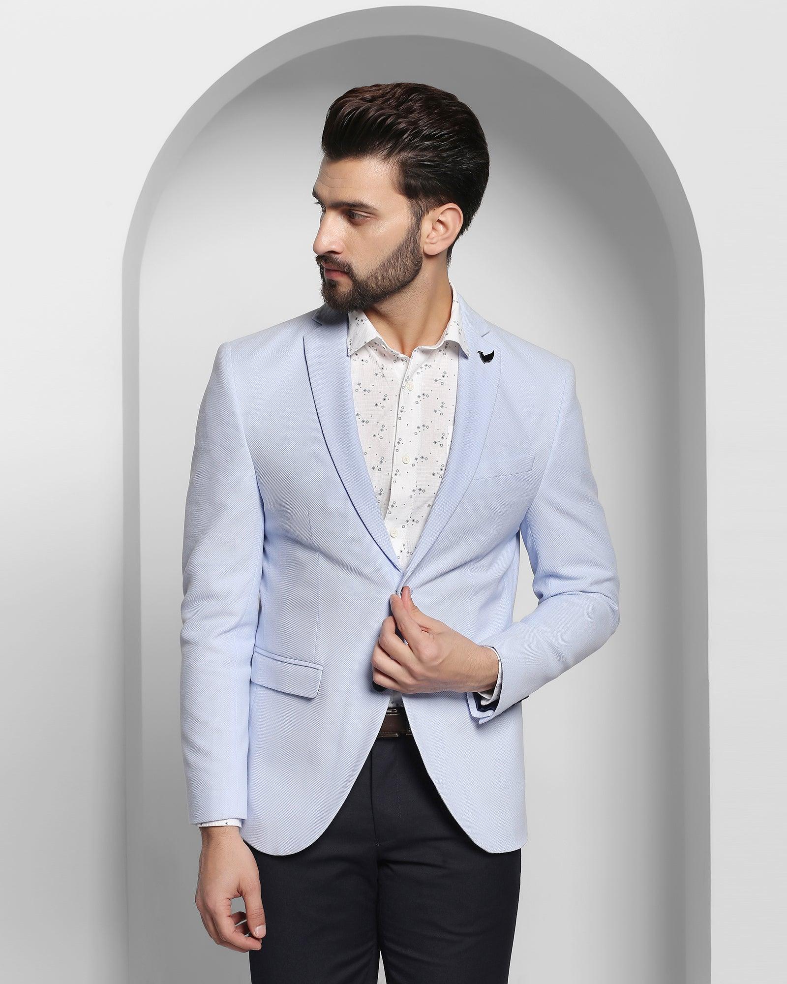 Formal Light Blue Textured Blazer - Andres
