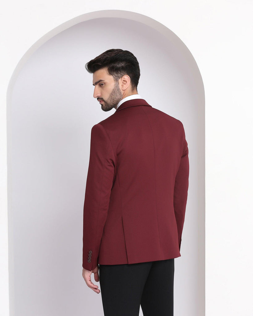 Formal Maroon Textured Blazer - Clara