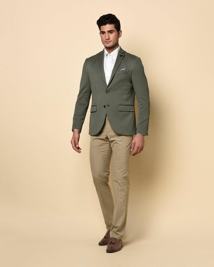 Formal Olive Textured Blazer - Japson