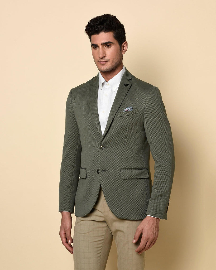 Formal Olive Textured Blazer - Japson