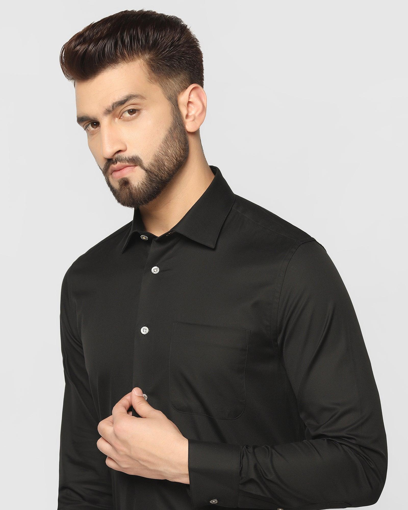 Luxe Formal Black Textured Shirt - Scotch