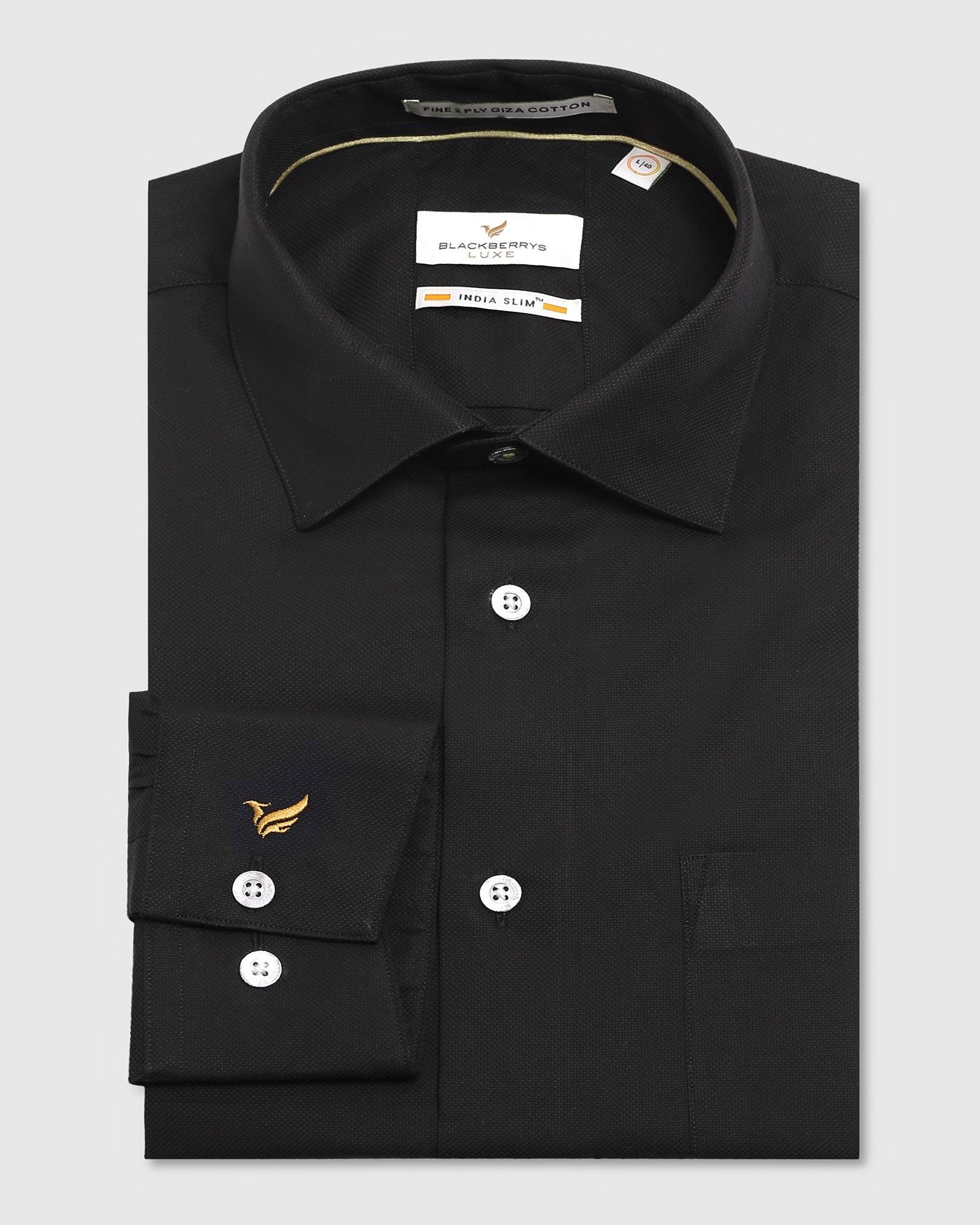 Luxe Formal Black Textured Shirt - Scotch