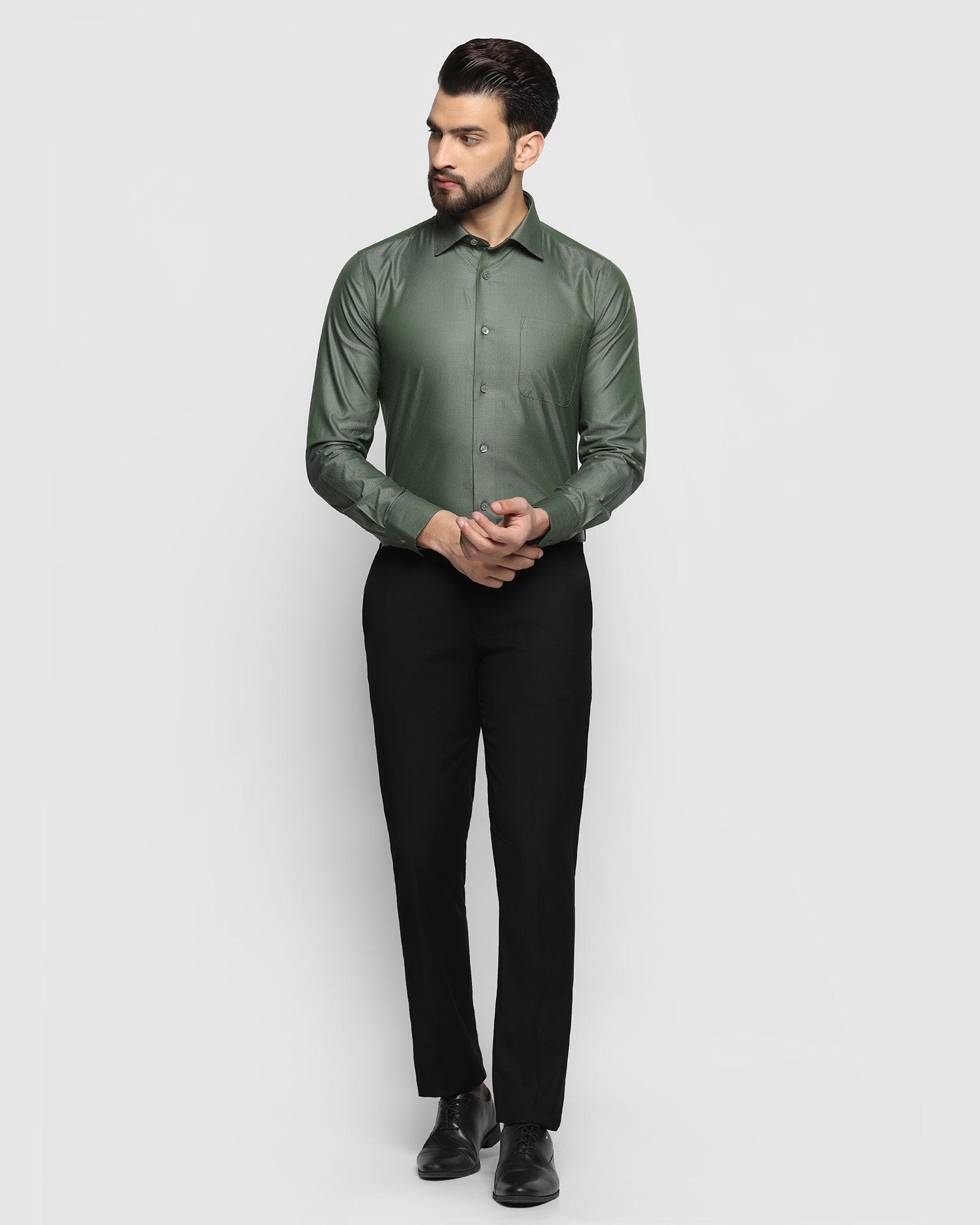 Luxe Formal Green Textured Shirt - Osten