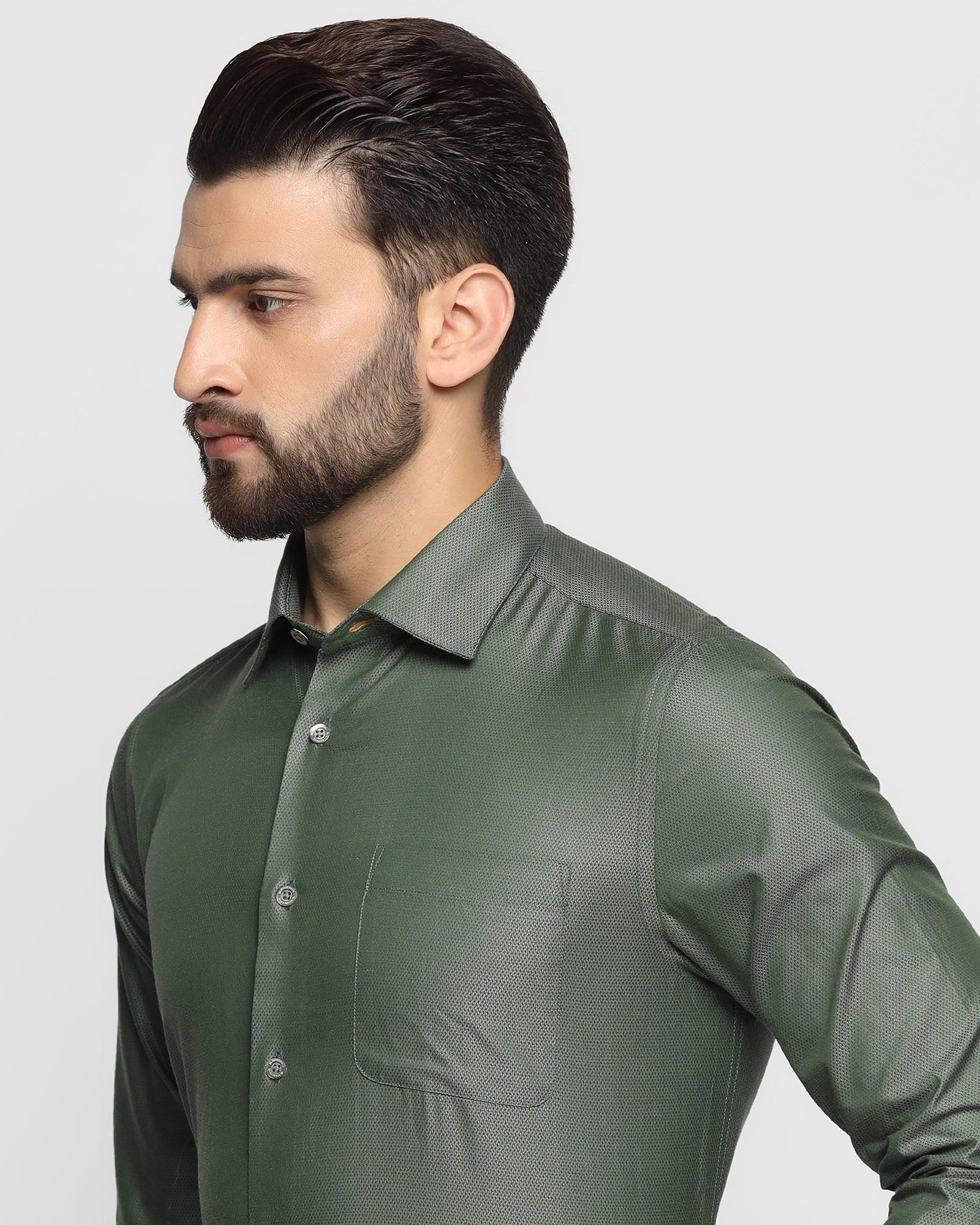 Luxe Formal Green Textured Shirt - Osten