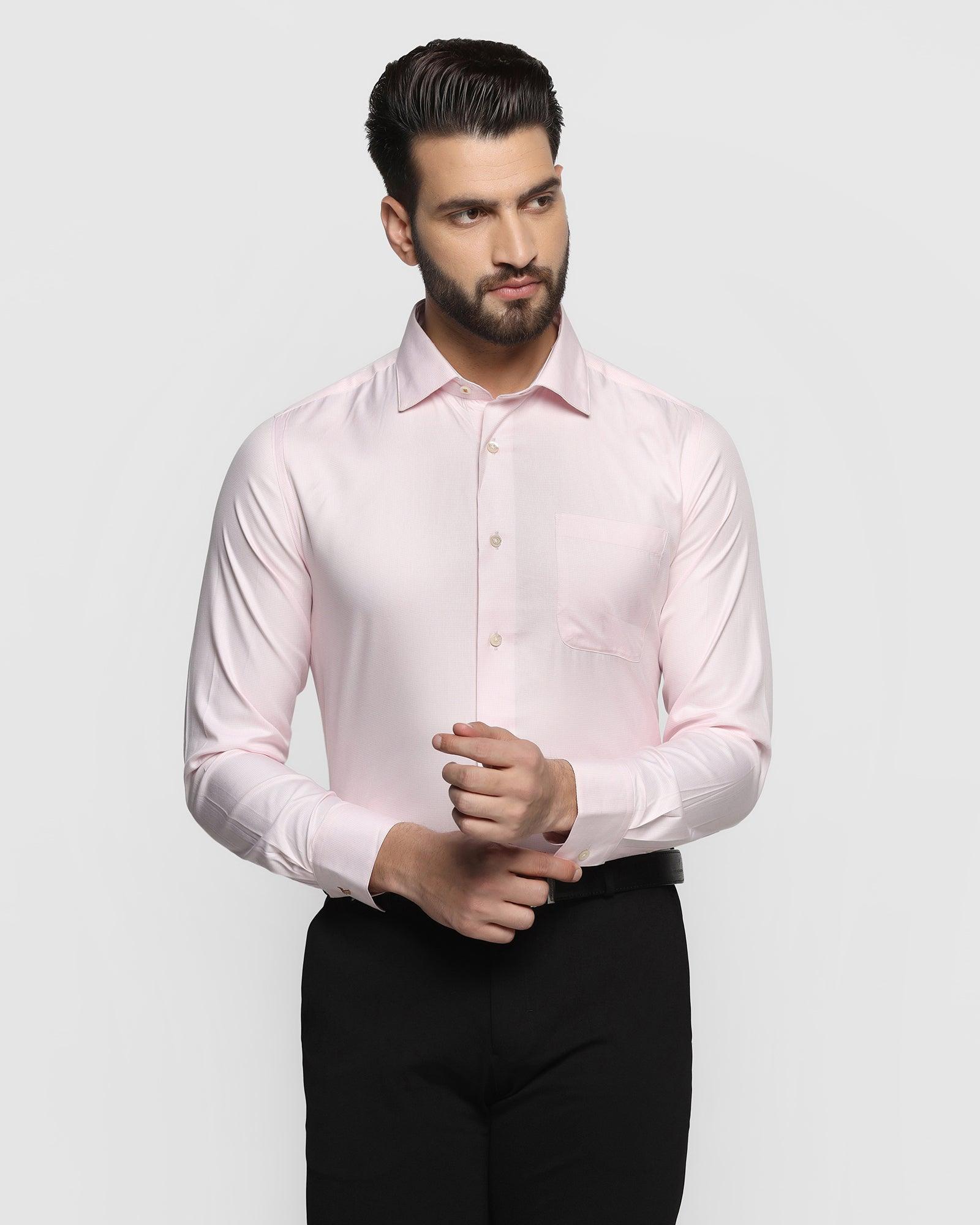 Luxe Formal Light Pink Textured Shirt - Bulova