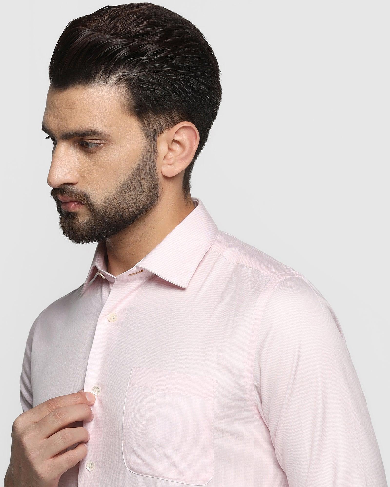 Luxe Formal Light Pink Textured Shirt - Bulova