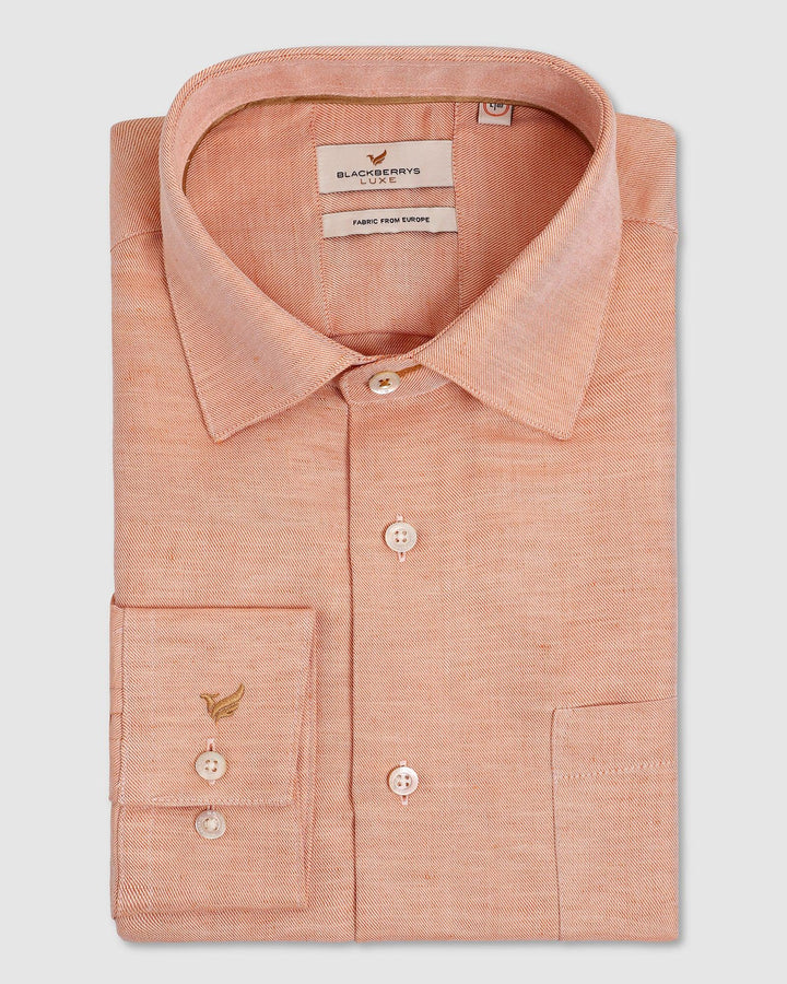 Linen Luxe Formal Orange Textured Shirt - Bering