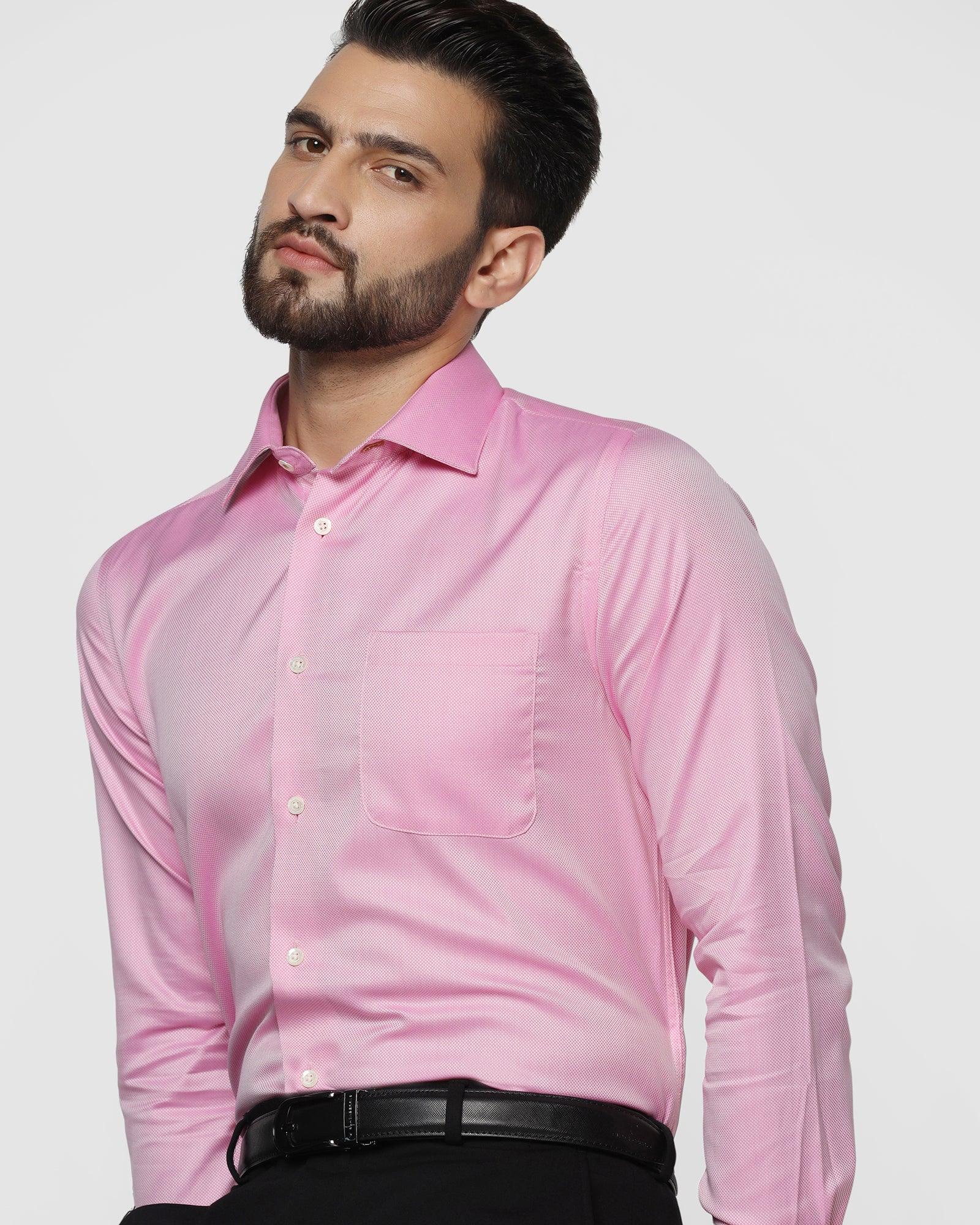Luxe Formal Pink Textured Shirt - Scotch