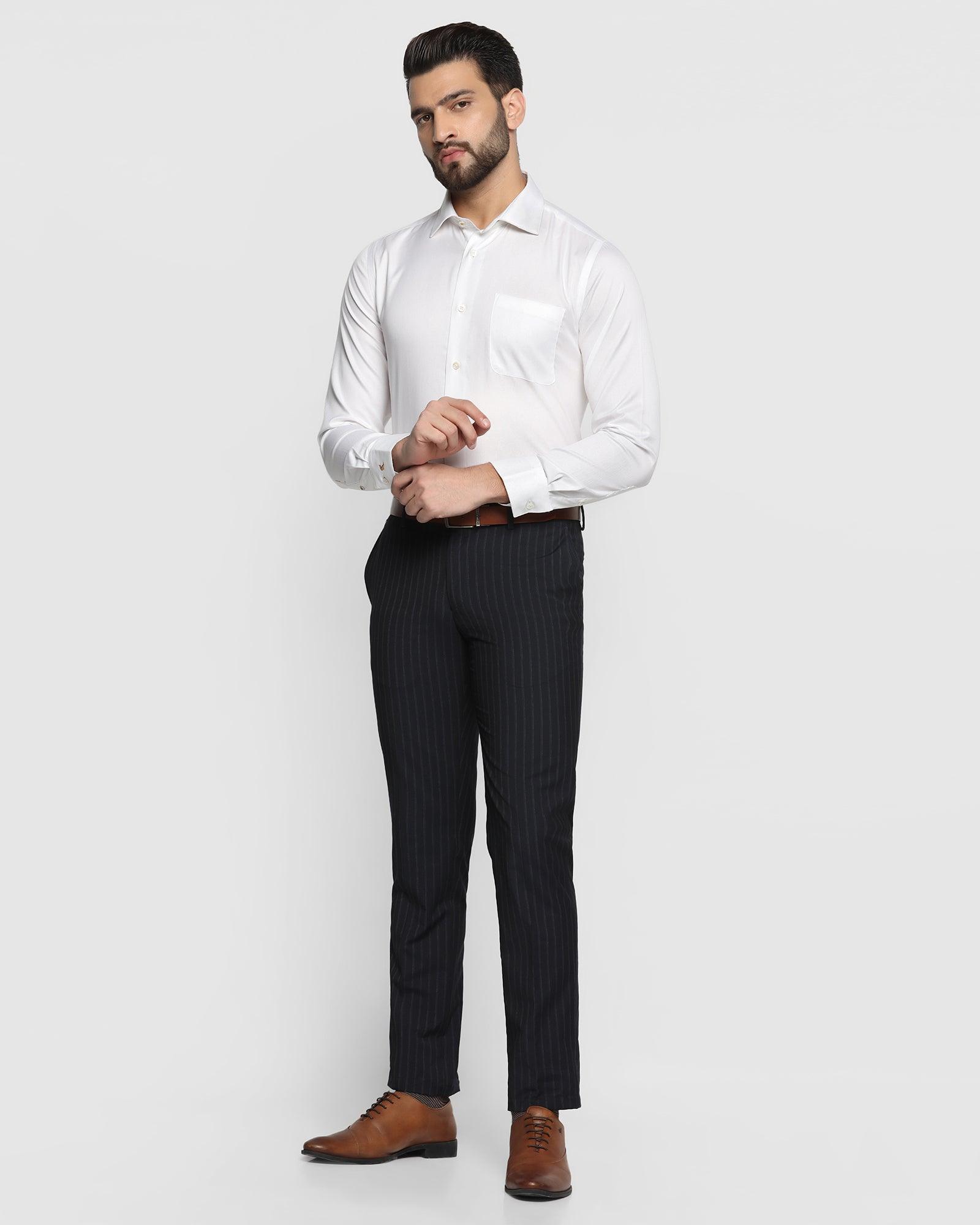 Black Long Sleeve Shirt with White Dress Pants Outfits For Men (3 ideas &  outfits) | Lookastic