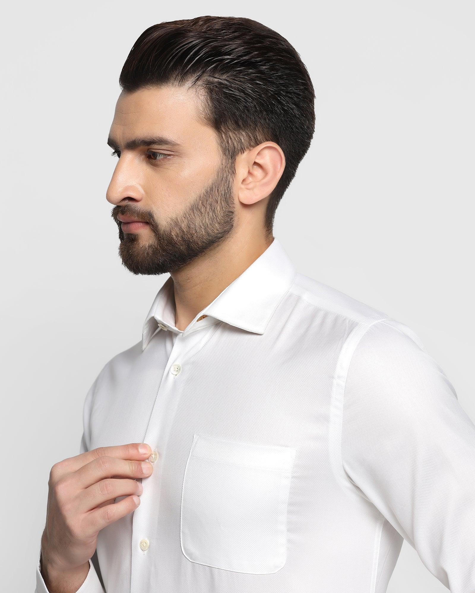 Luxe Formal White Textured Shirt - Scotch