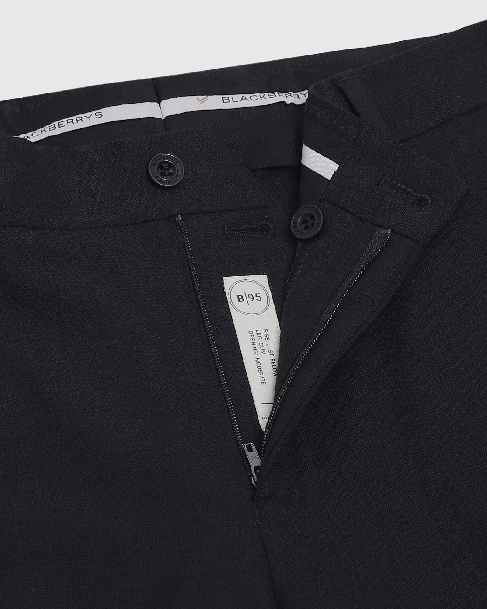 Luxe Slim Comfort B-95 Formal Black Textured Trouser - Term