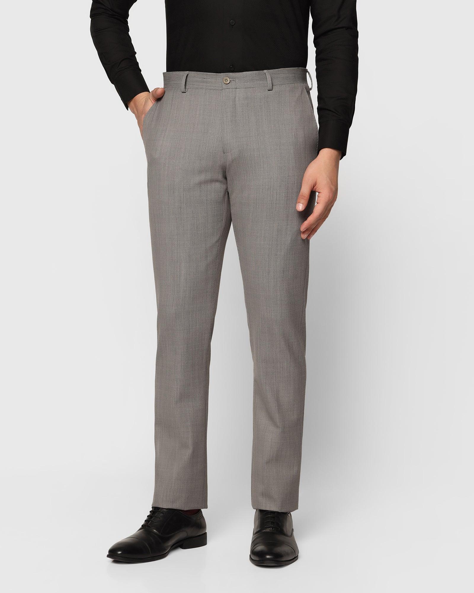 Luxe Slim Comfort B-95 Formal Grey Textured Trouser - Term