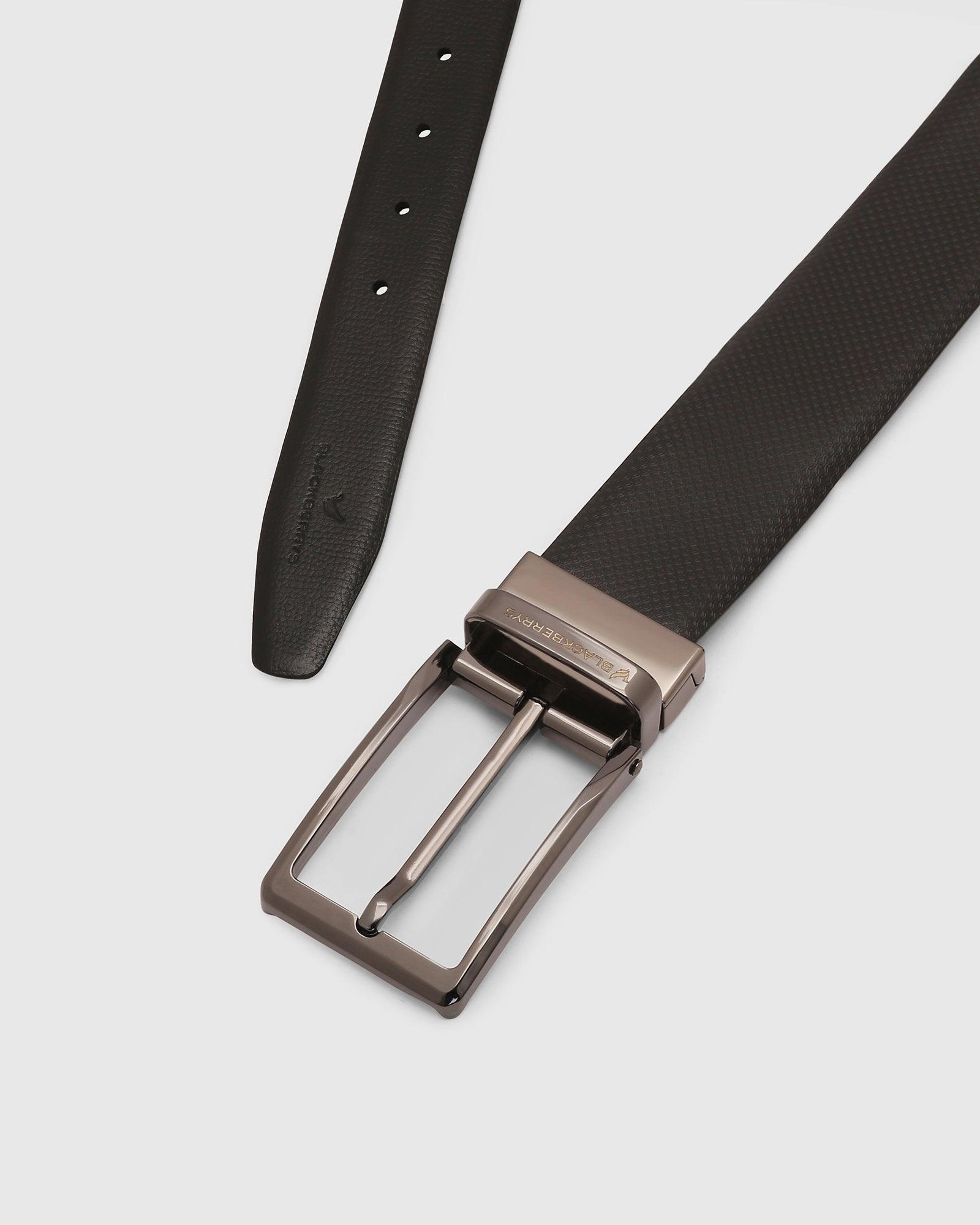 Leather Black Brown Textured Belt - Quadril