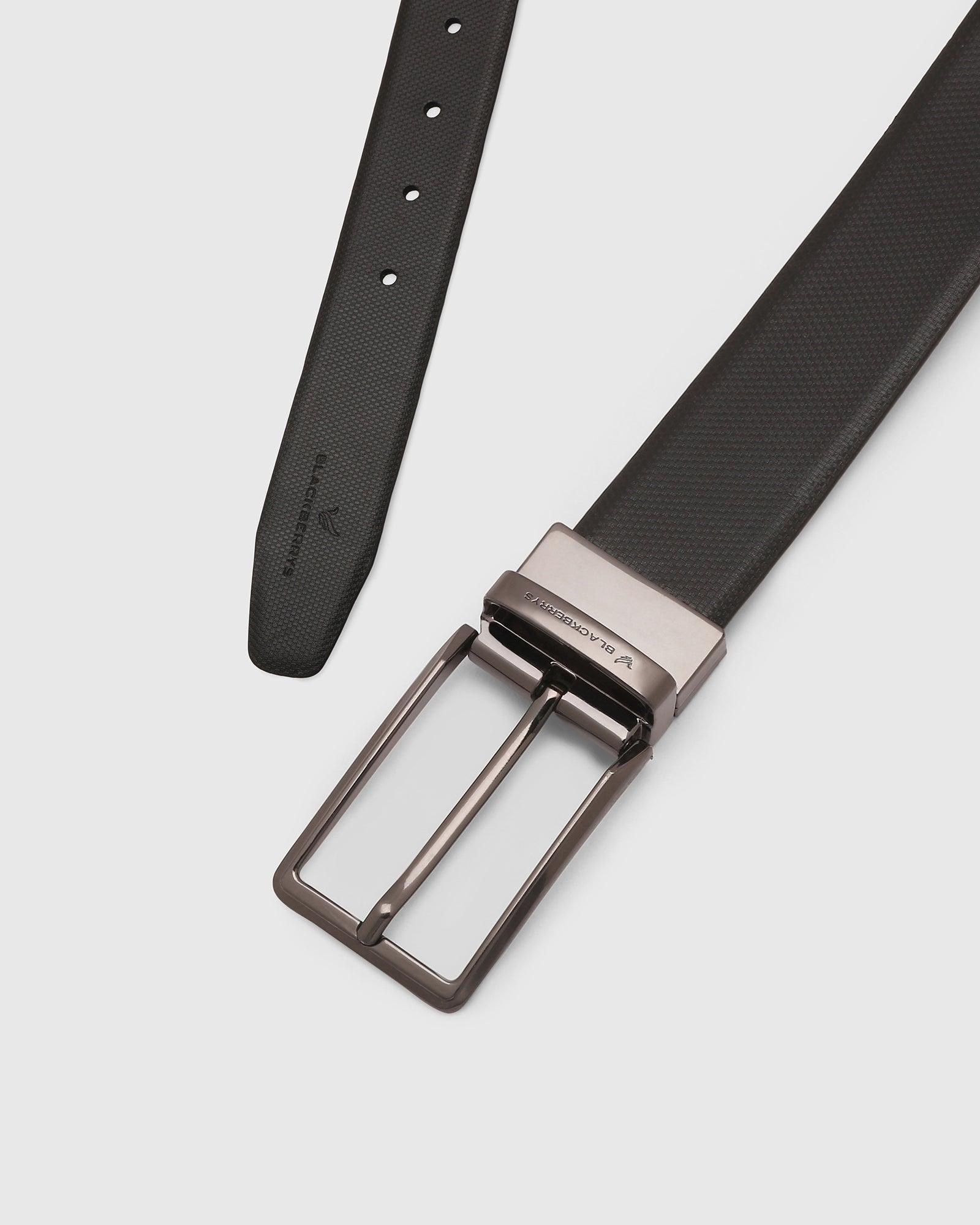 Leather Black Textured Belt - Quadro