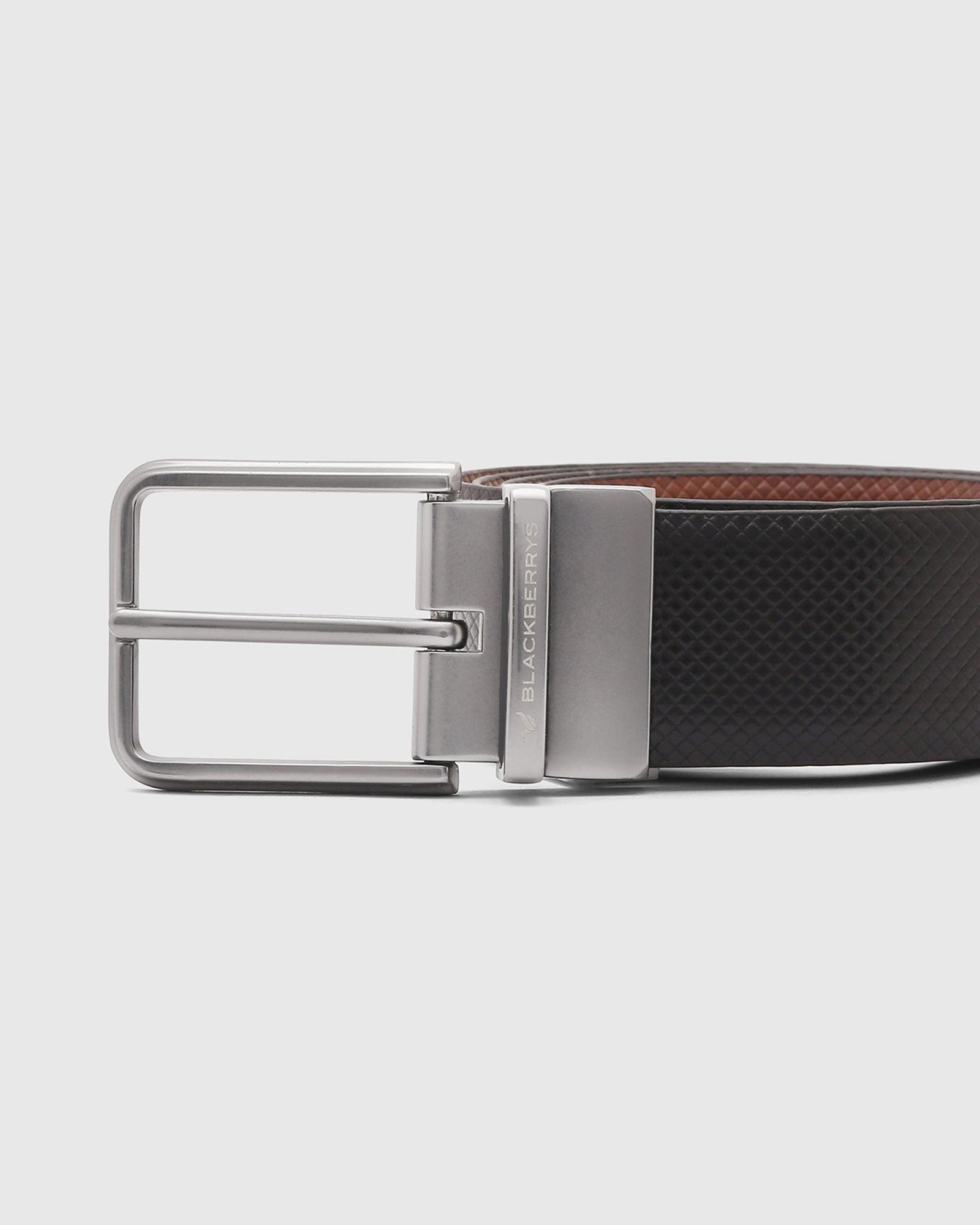 Leather Black Brown Textured Belt - Quible