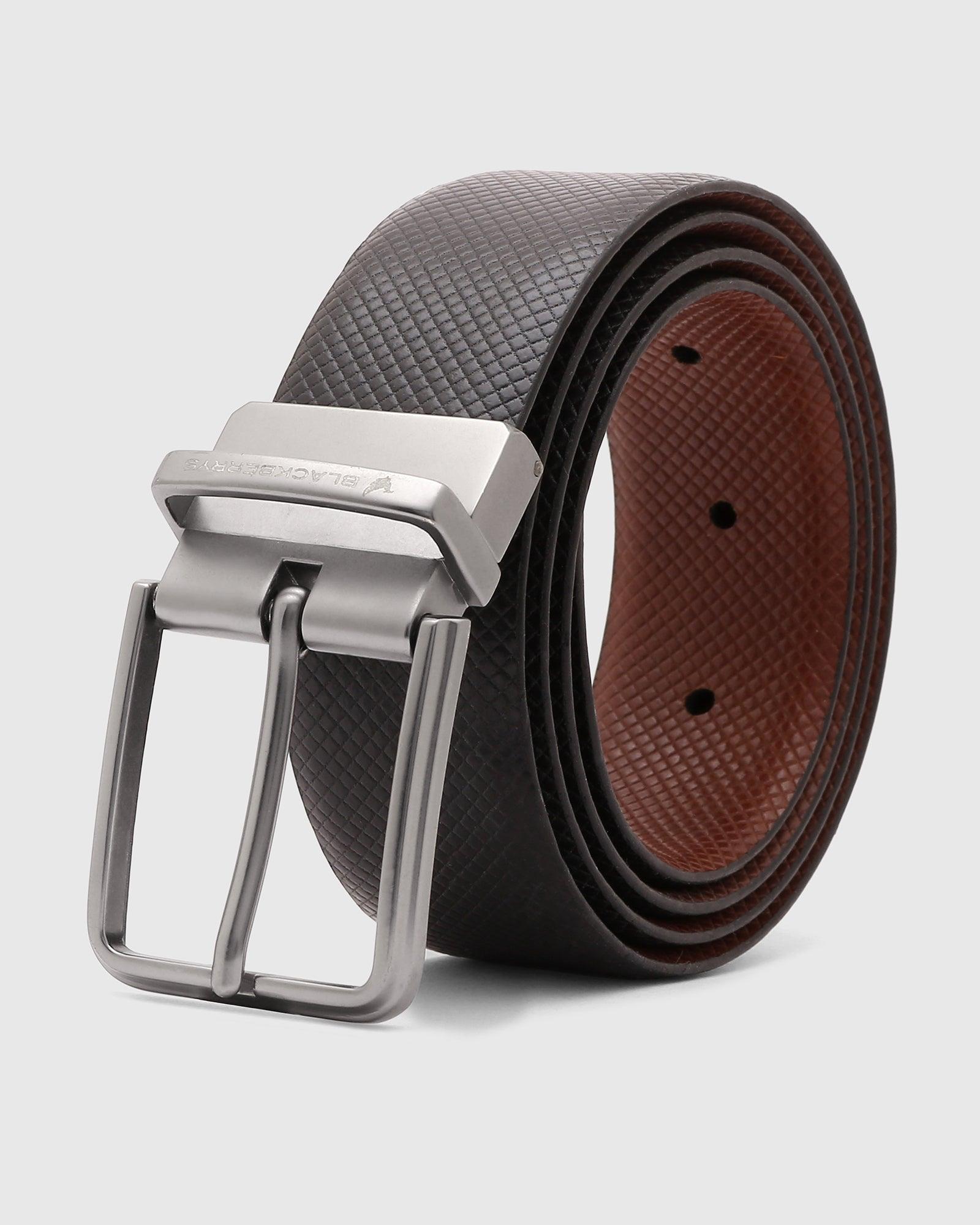 Leather Black Brown Textured Belt - Quible
