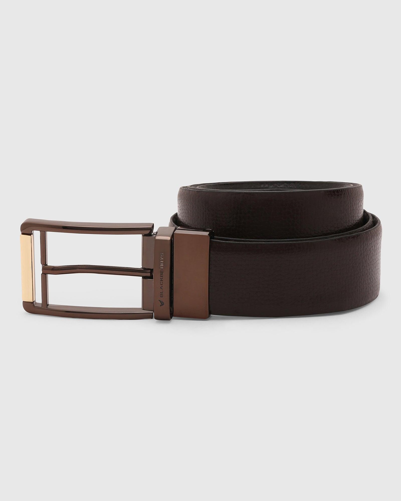 Leather Black Brown Textured Belt - Quote
