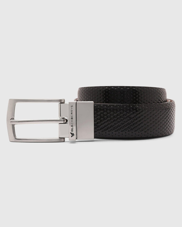 Leather Black & Tan Textured Belt - Qadif