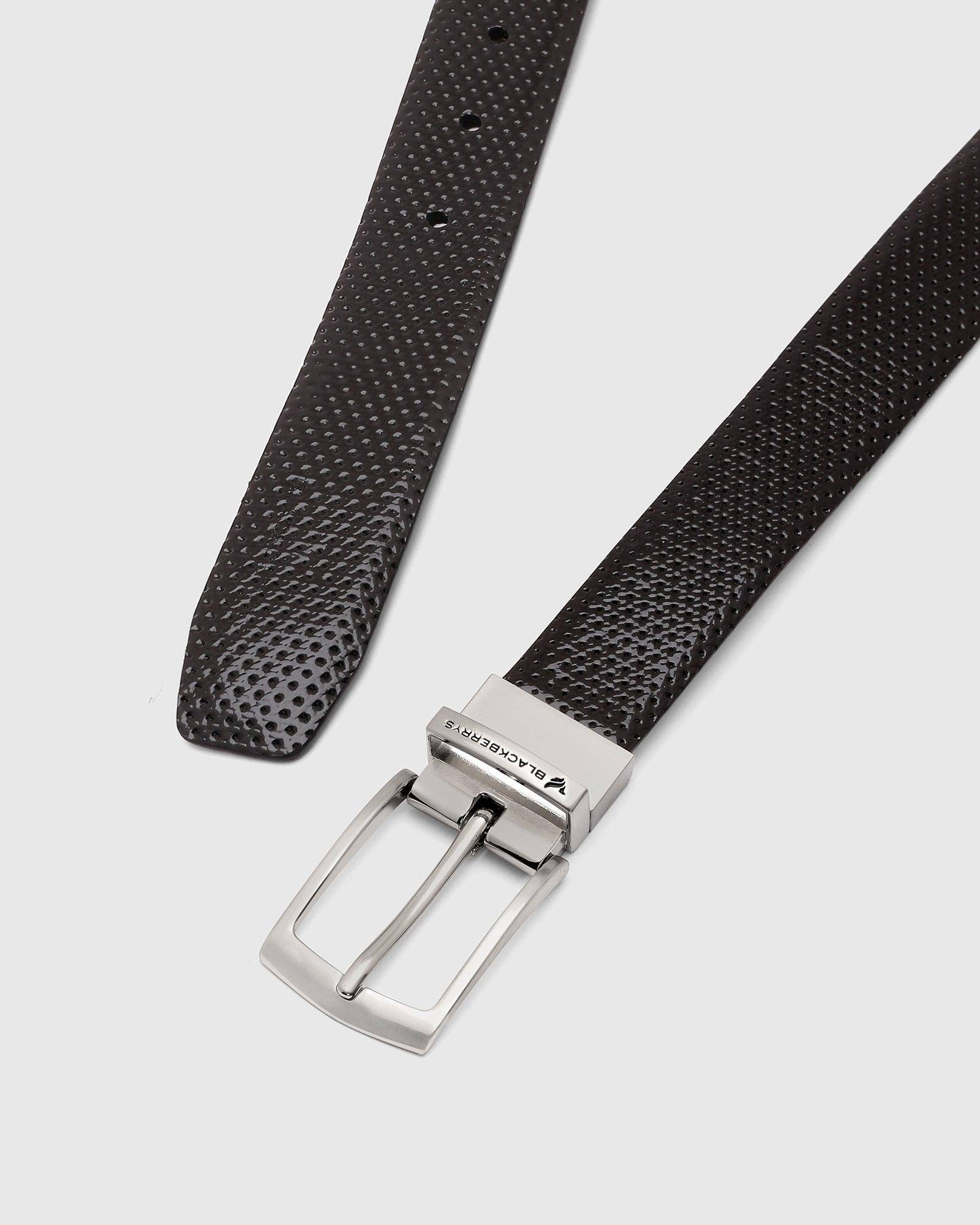 Leather Black Tan Textured Belt - Qadif