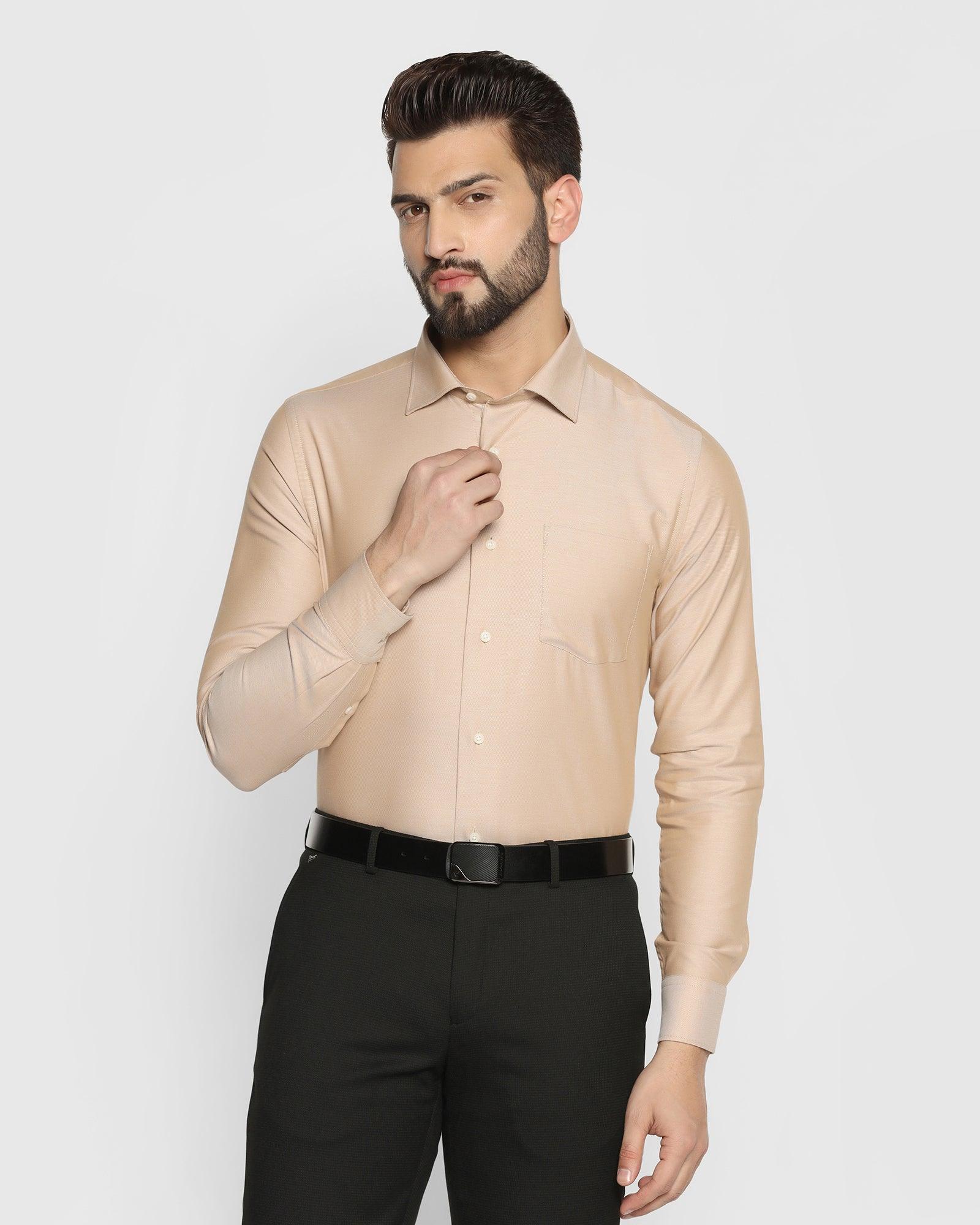 Formal Beige Textured Shirt - Clancy