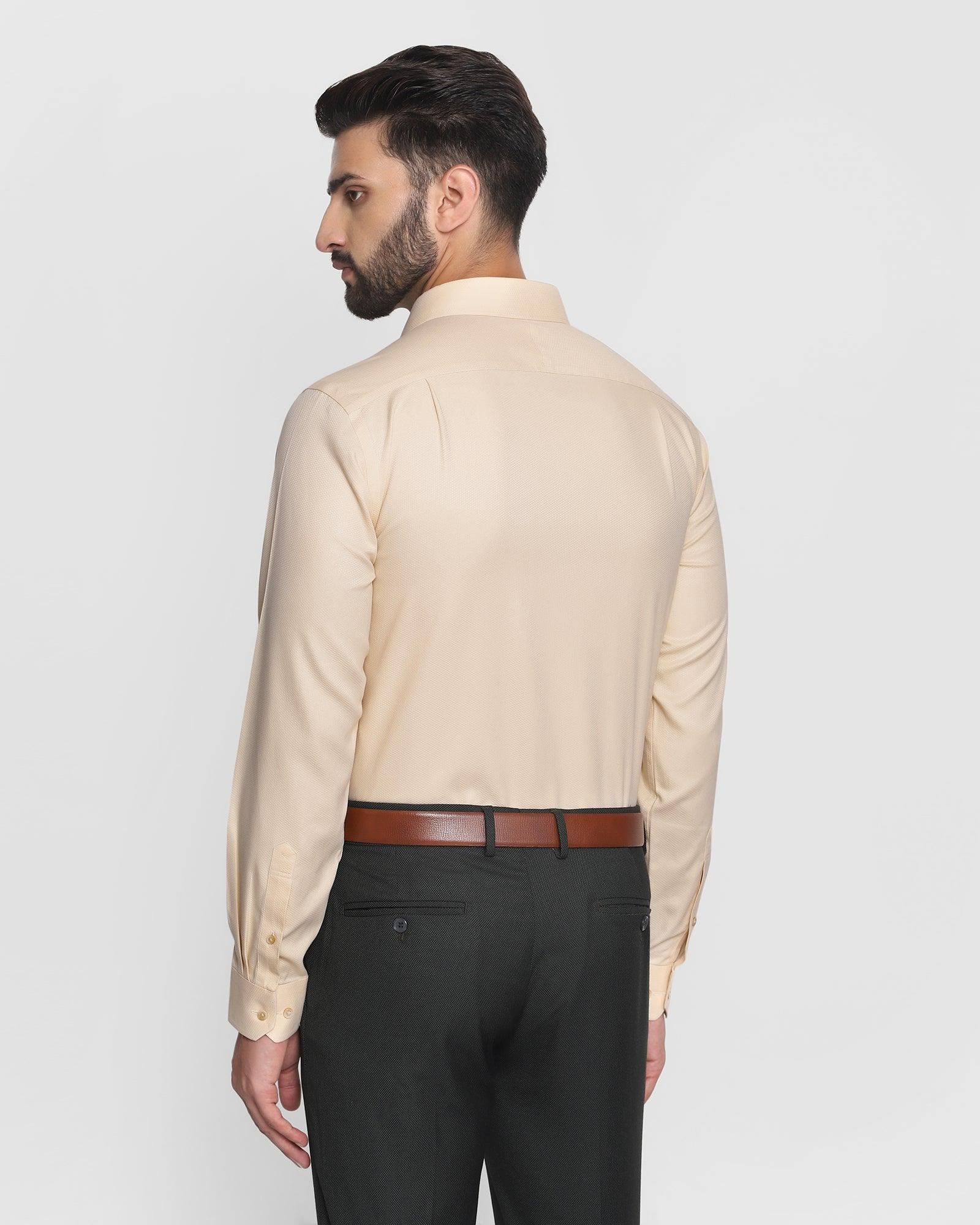 Non Iron Formal Beige Textured Shirt - Dolince