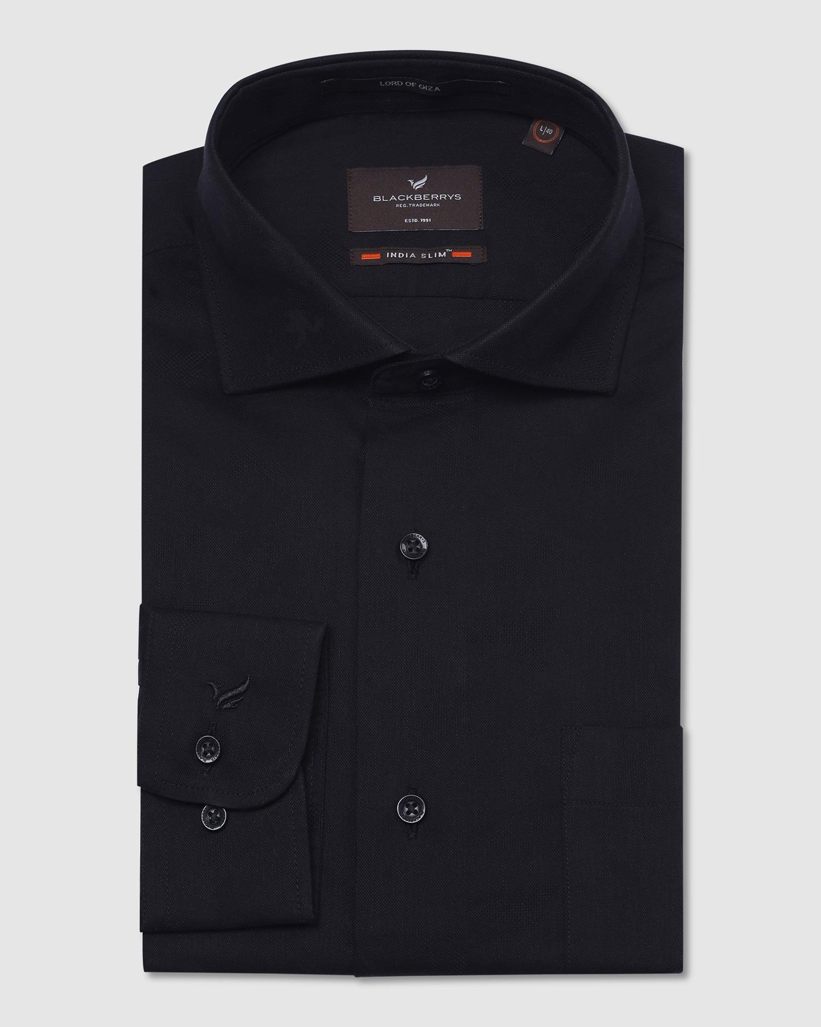 Formal Black Textured Shirt - Amaze