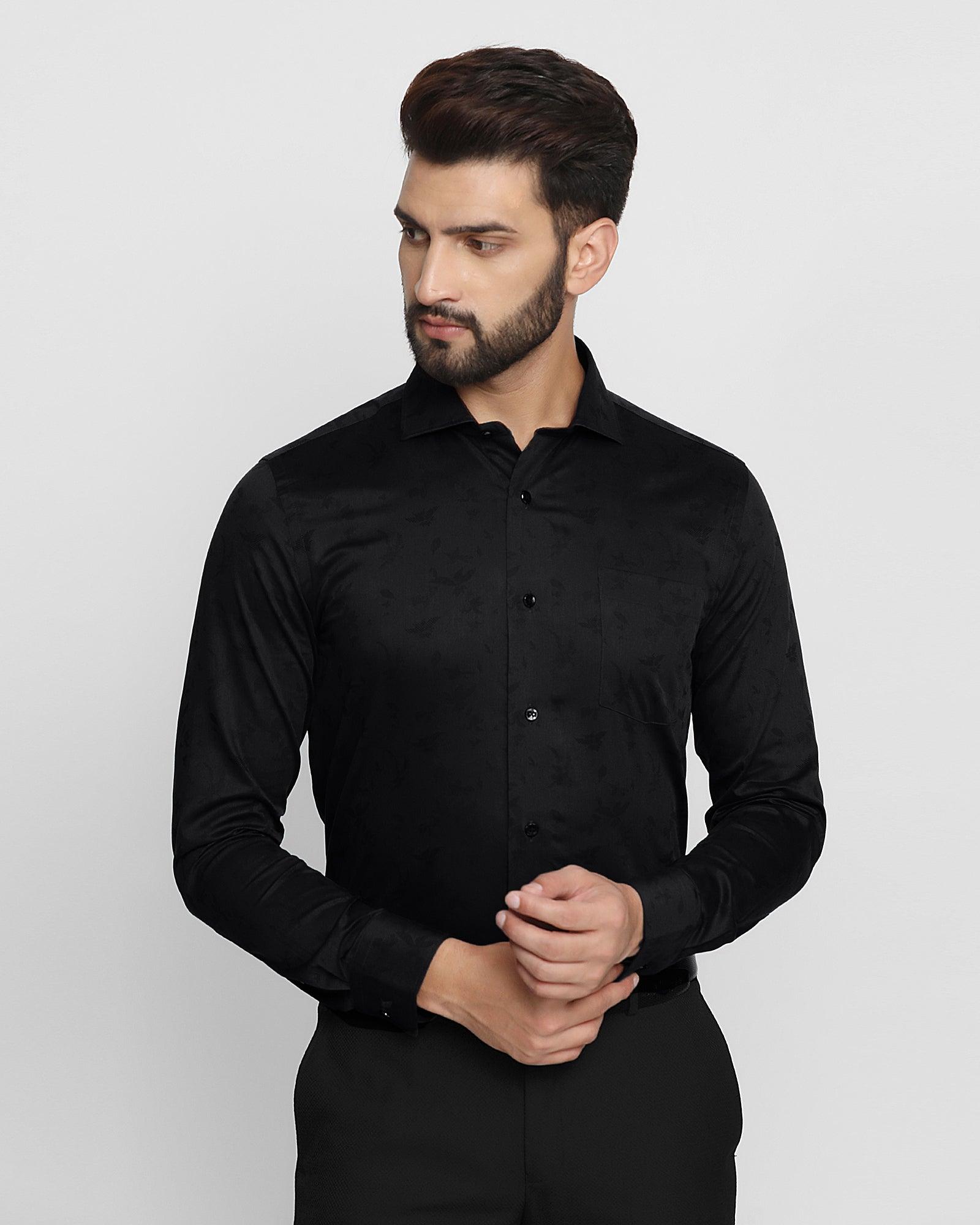 Formal Black Textured Shirt - Amaze
