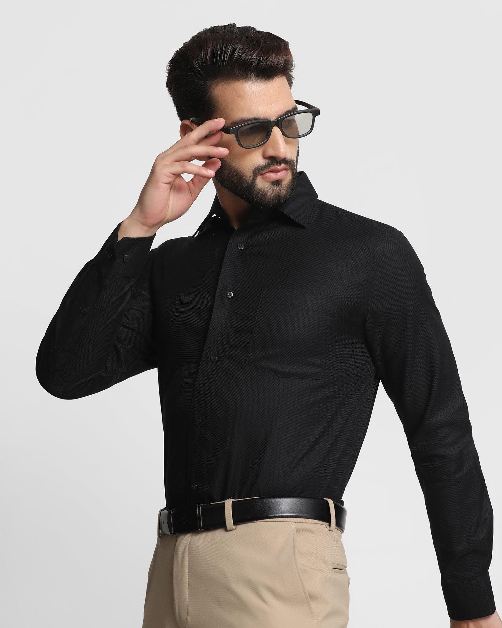 Formal Black Textured Shirt - Blaze