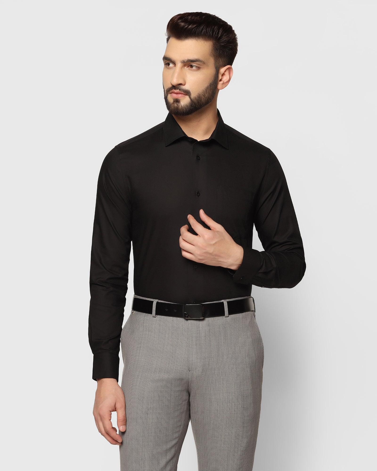 Formal Black Textured Shirt - Peta