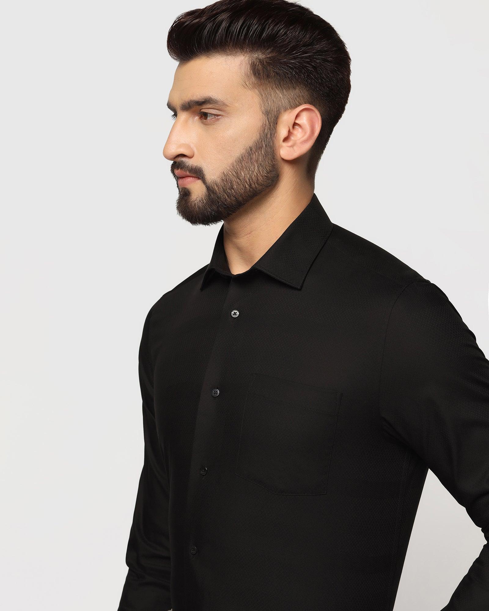 Formal Black Textured Shirt - Peta