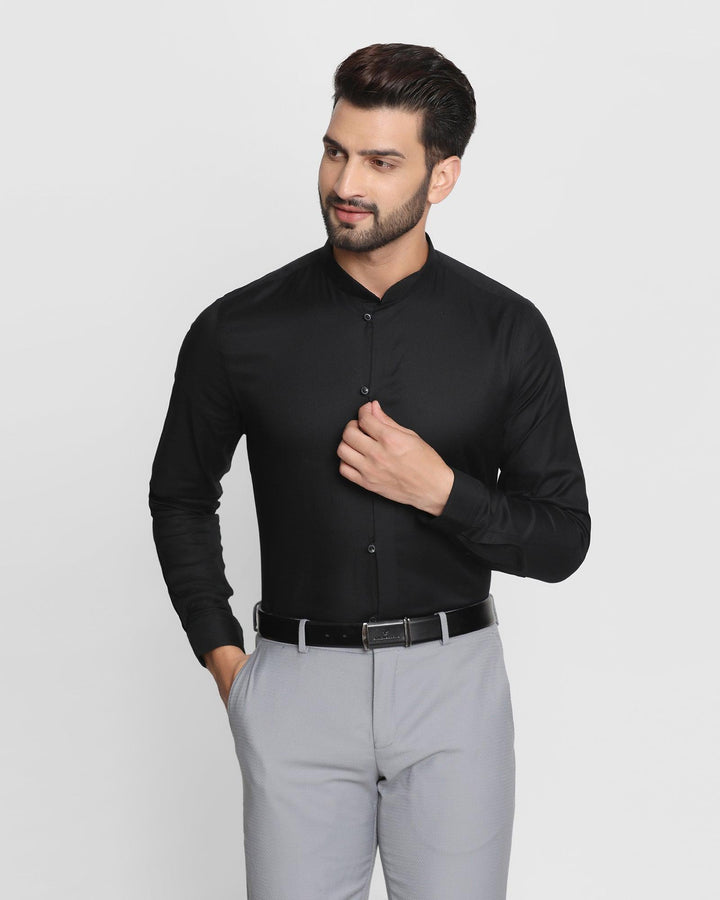 Formal Black Textured Shirt - Trout