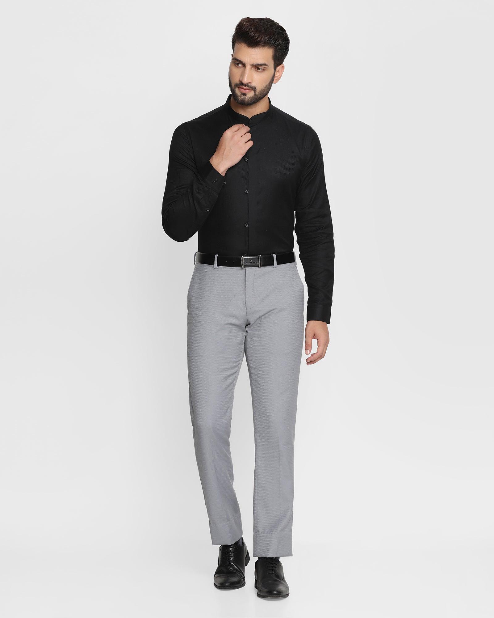 Formal Black Textured Shirt - Trout