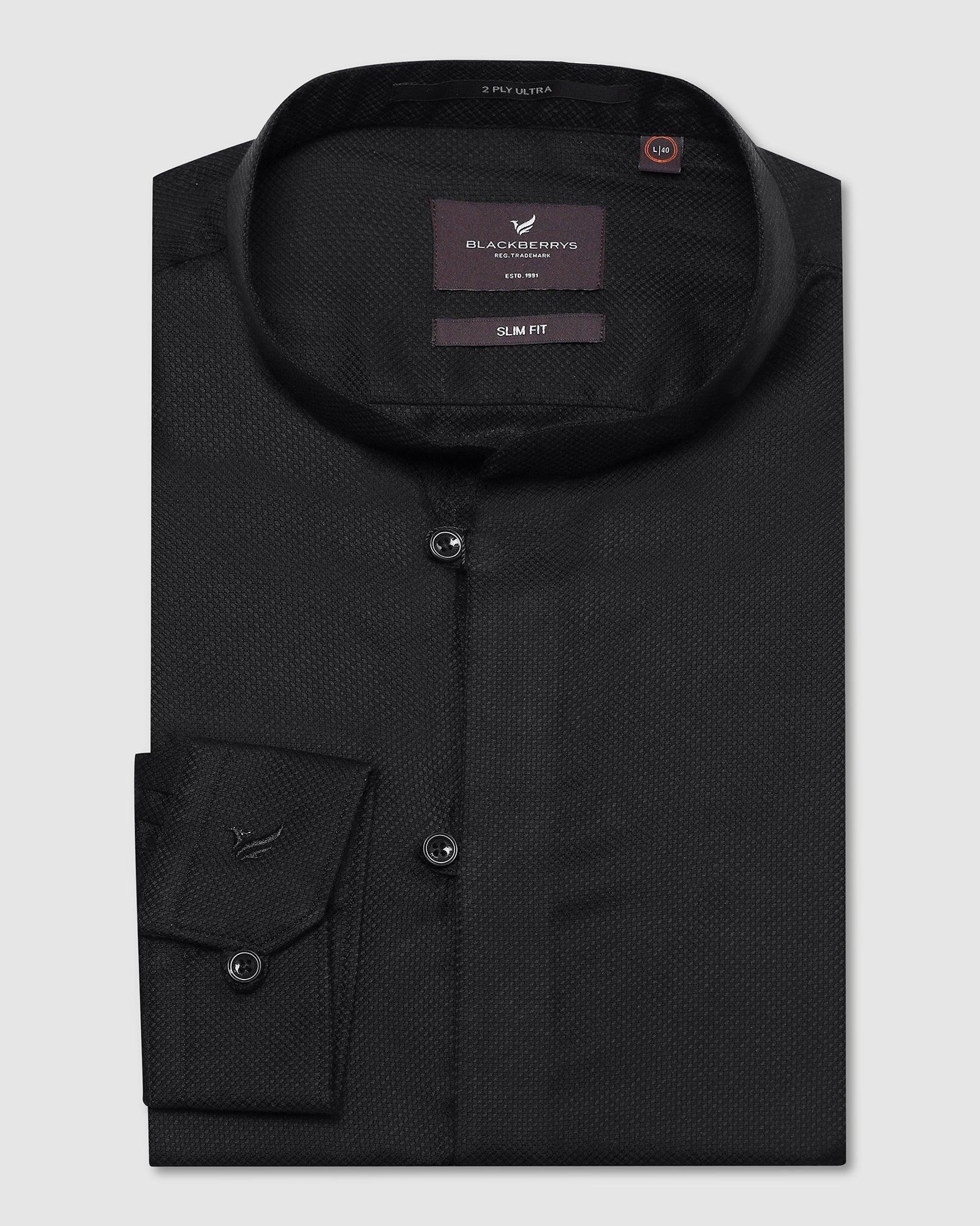 Formal Black Textured Shirt - Trout