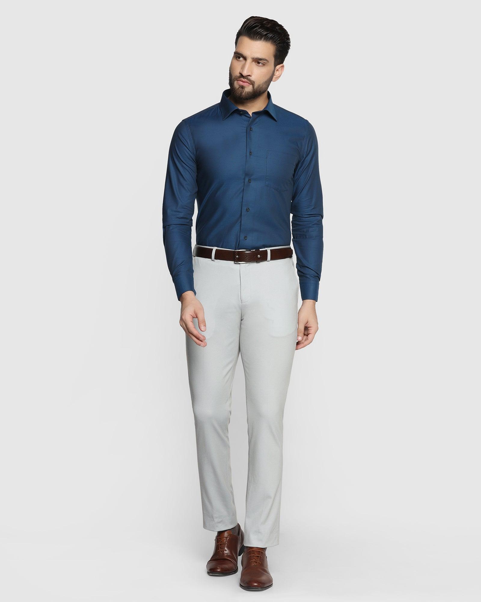 Cobalt Blue Blazer and Trouser With White Tee Outfit for men
