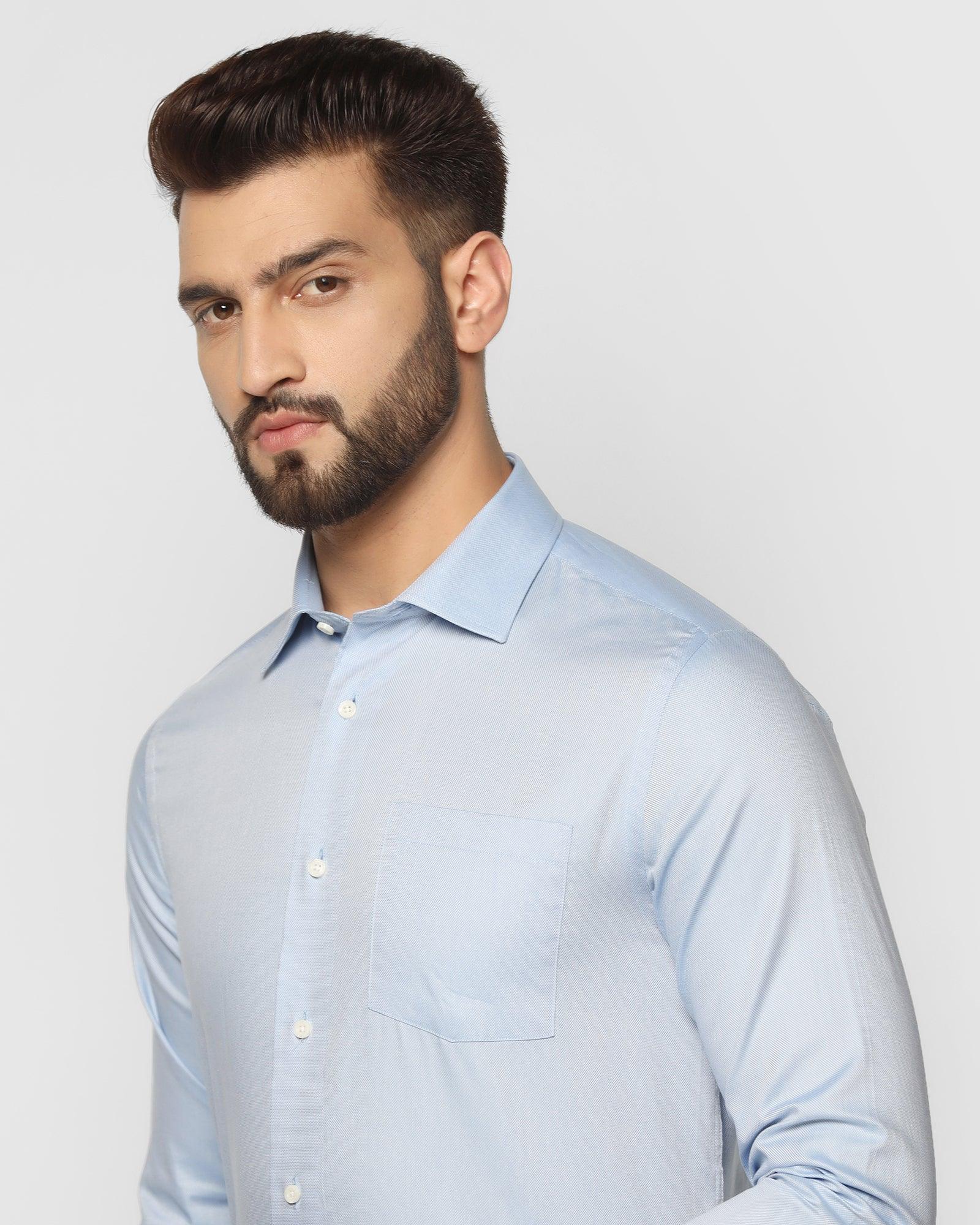 Formal Blue Textured Shirt - Bring
