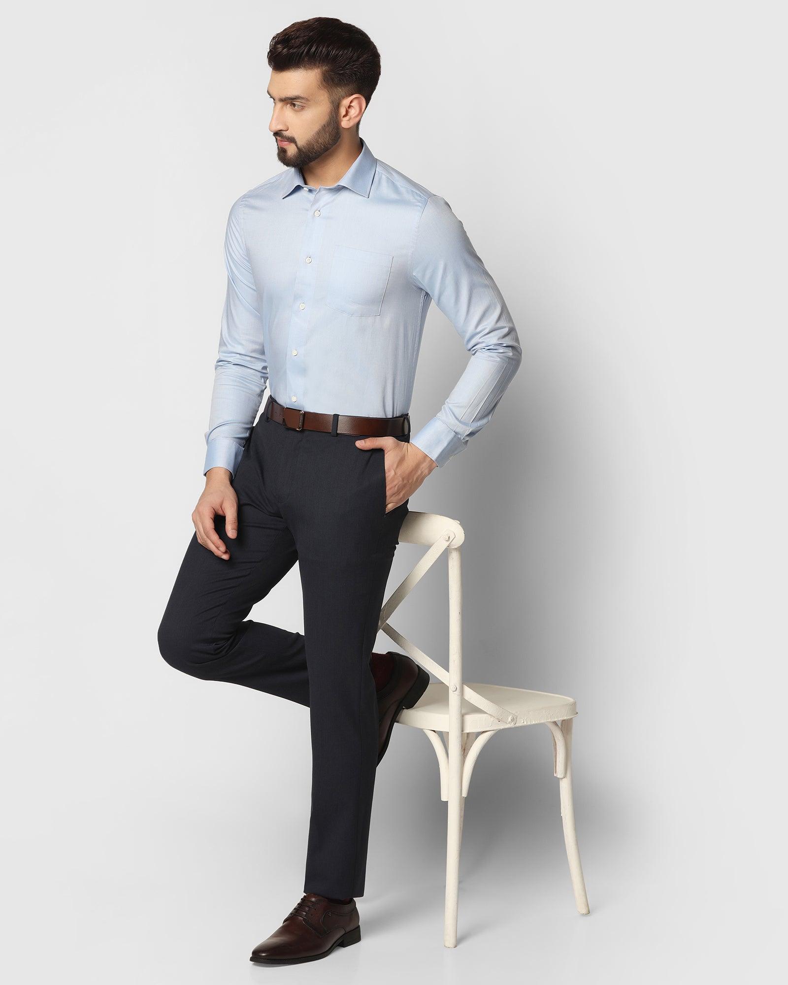 Formal Blue Textured Shirt - Bring