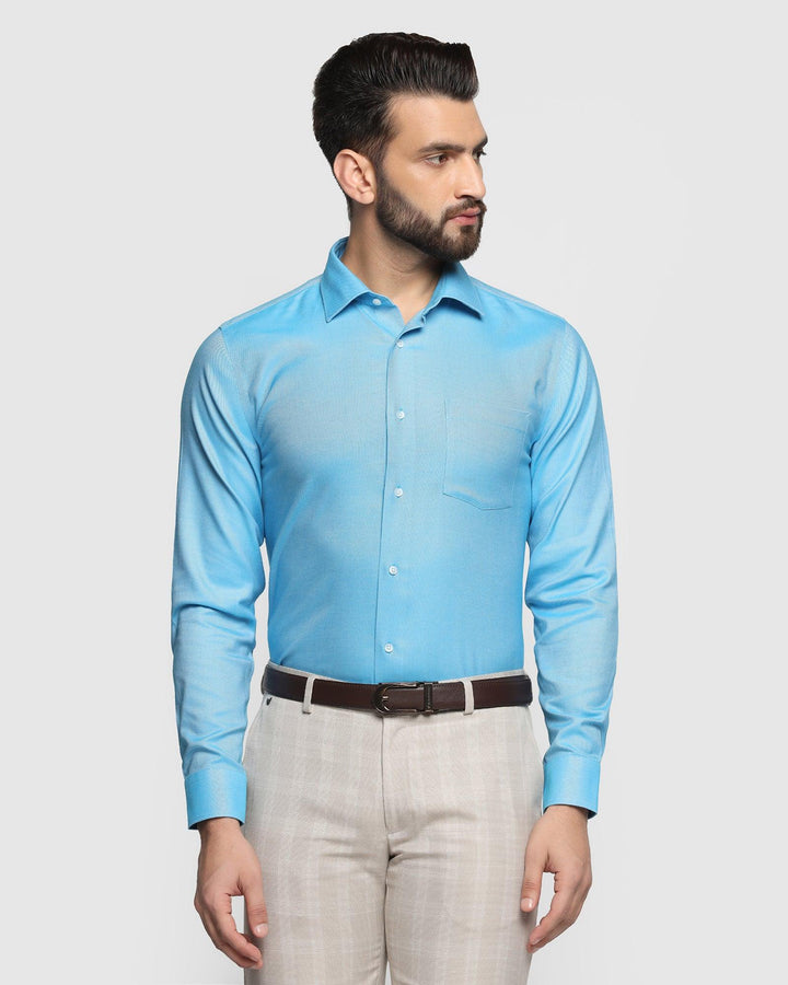 Non Iron Formal Blue Textured Shirt - Decade