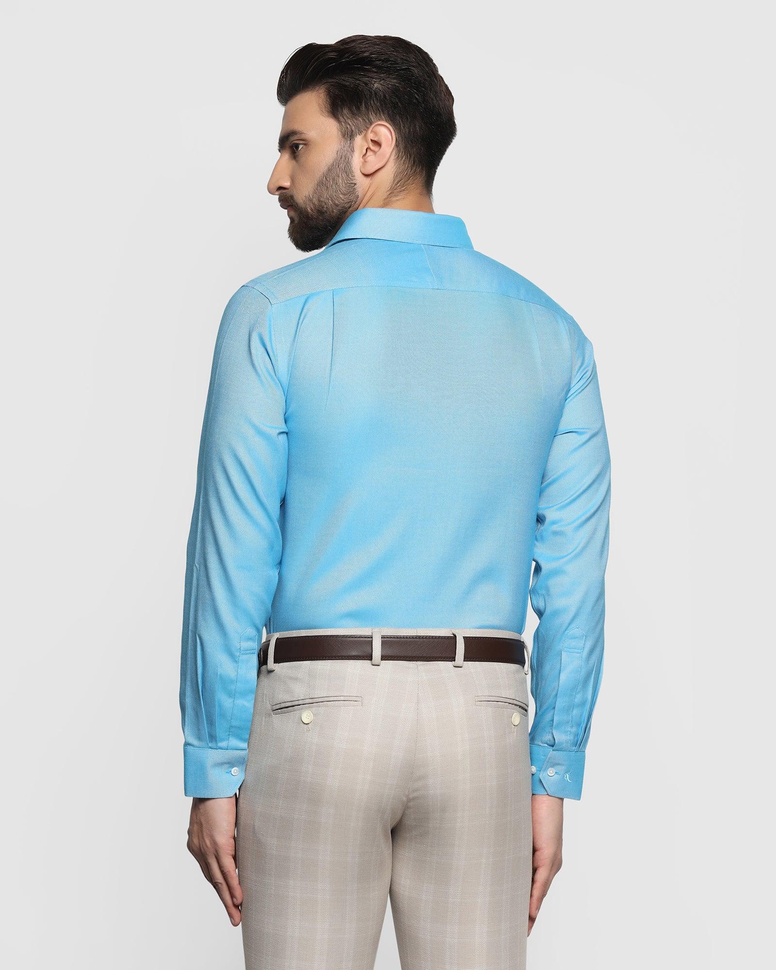 Non Iron Formal Blue Textured Shirt - Decade